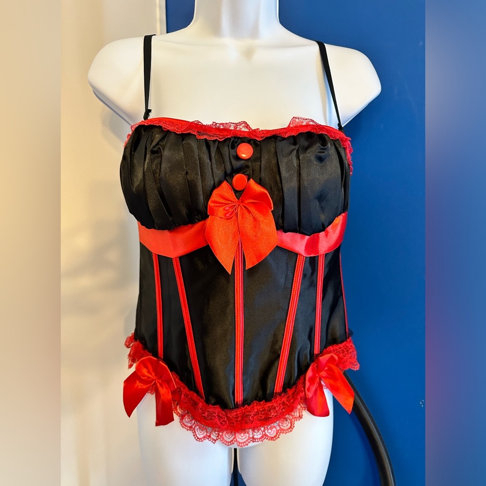 Women’s black and red corset, size LARGE